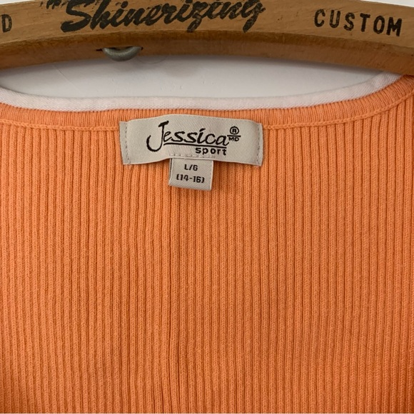 Peach Cropped Knit Tank Top by Jessica Sport Size L / 14-16 Y2K - Picture 2 of 3